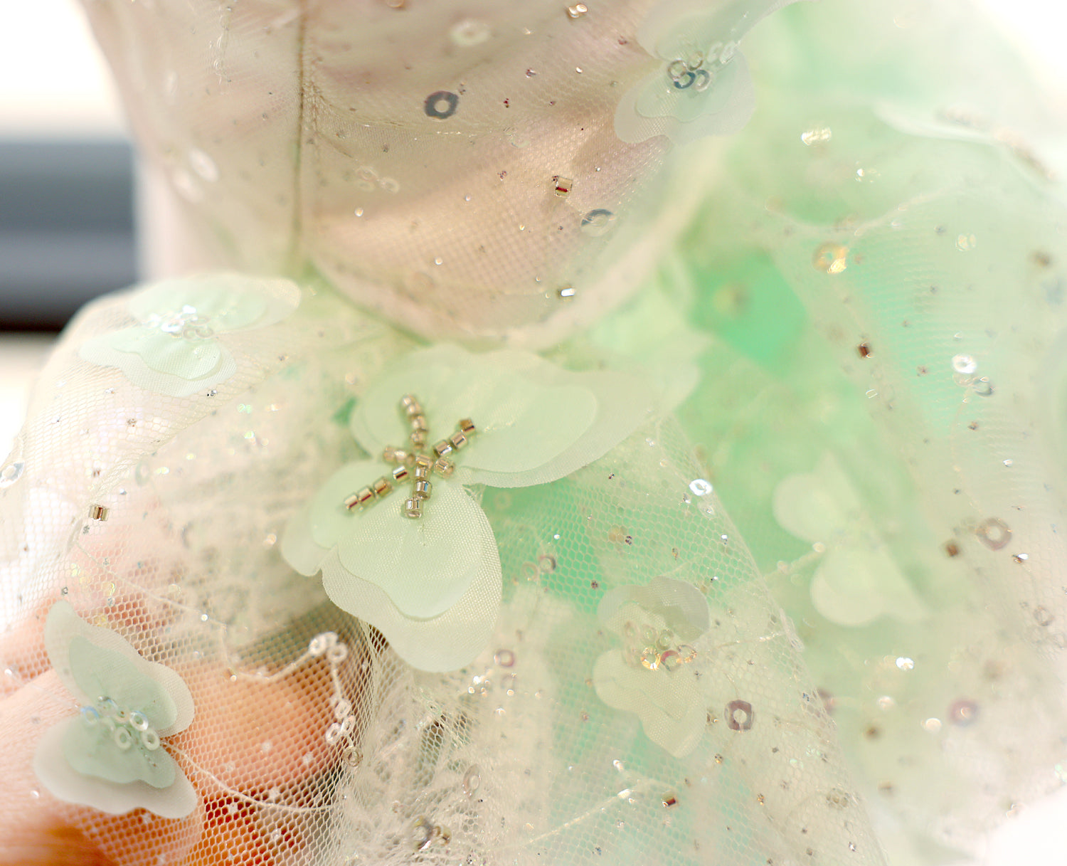 Mint Green Crystal Tulle Pet Party Dress