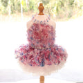 Pastel Floral Pet Dress with Pearl Collar & Lace Tutu - Party Outfit