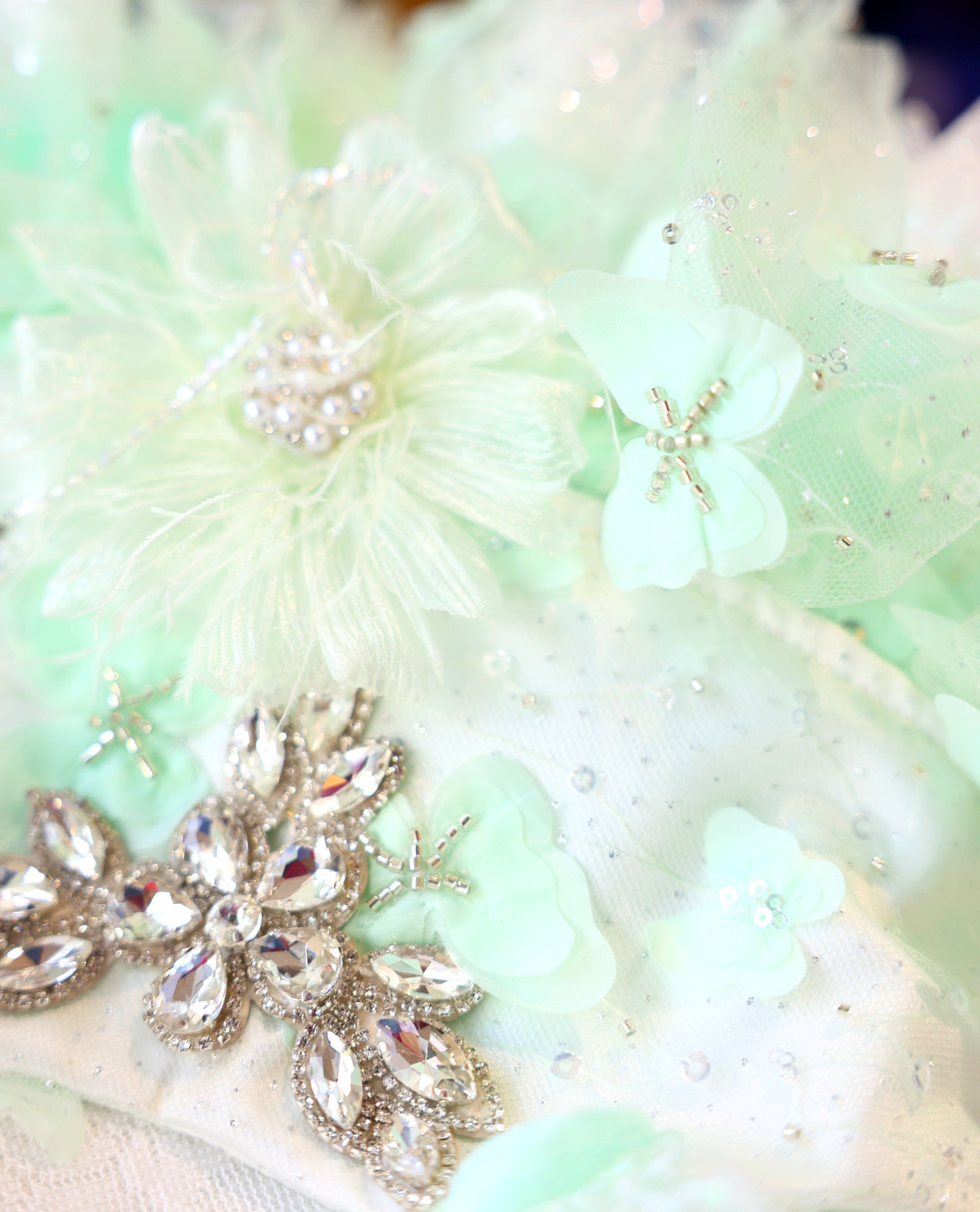 Mint Green Crystal Tulle Pet Party Dress