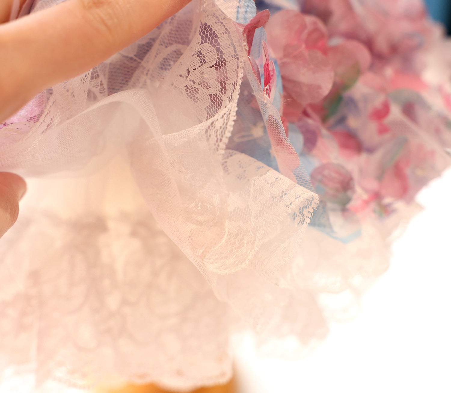 Pastel Floral Pet Dress with Pearl Collar & Lace Tutu - Party Outfit