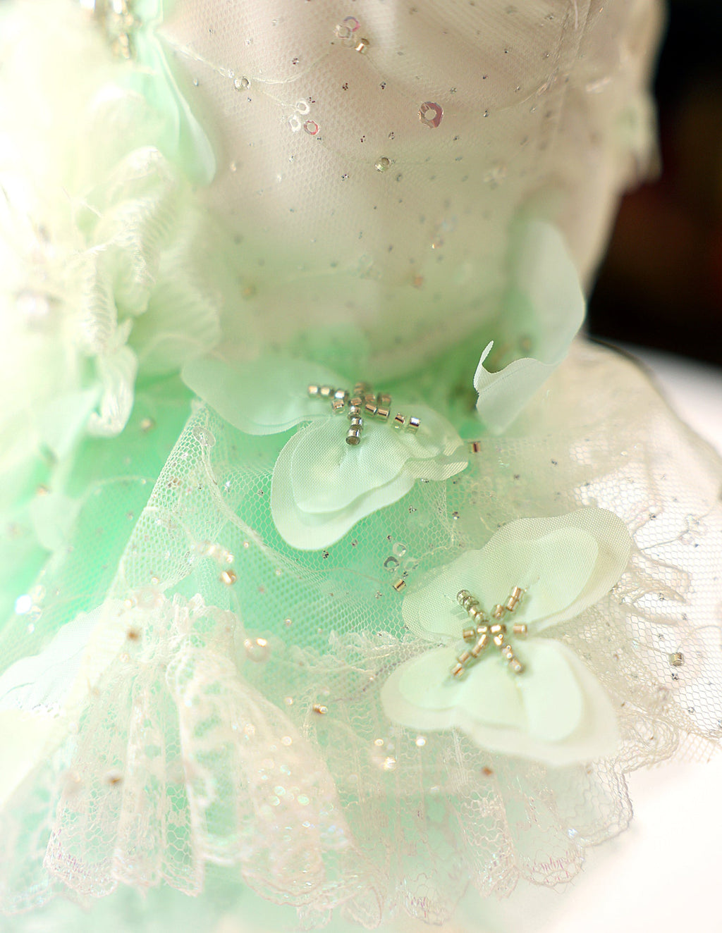 Mint Green Crystal Tulle Pet Party Dress