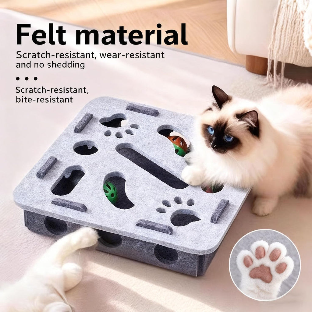 Interactive Cat Puzzle Toy – Felt Scratch Enrichment Box