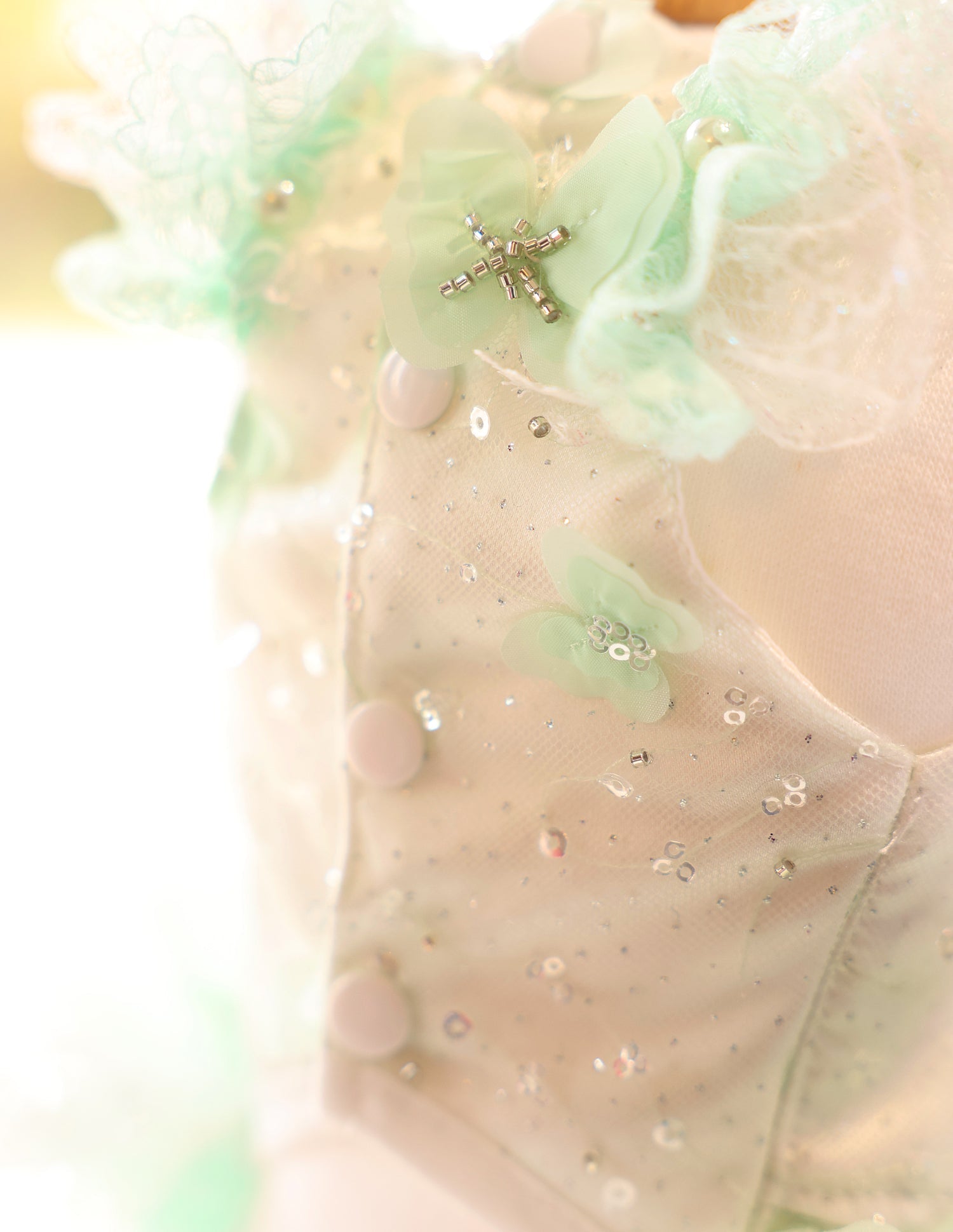 Mint Green Crystal Tulle Pet Party Dress