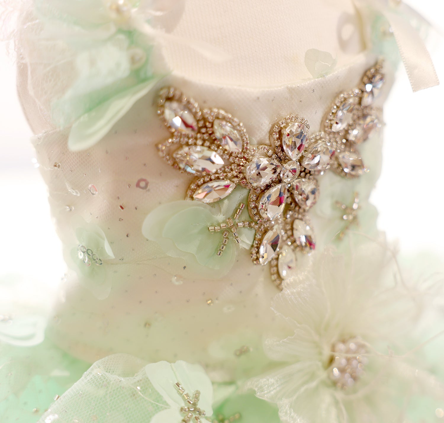 Mint Green Crystal Tulle Pet Party Dress