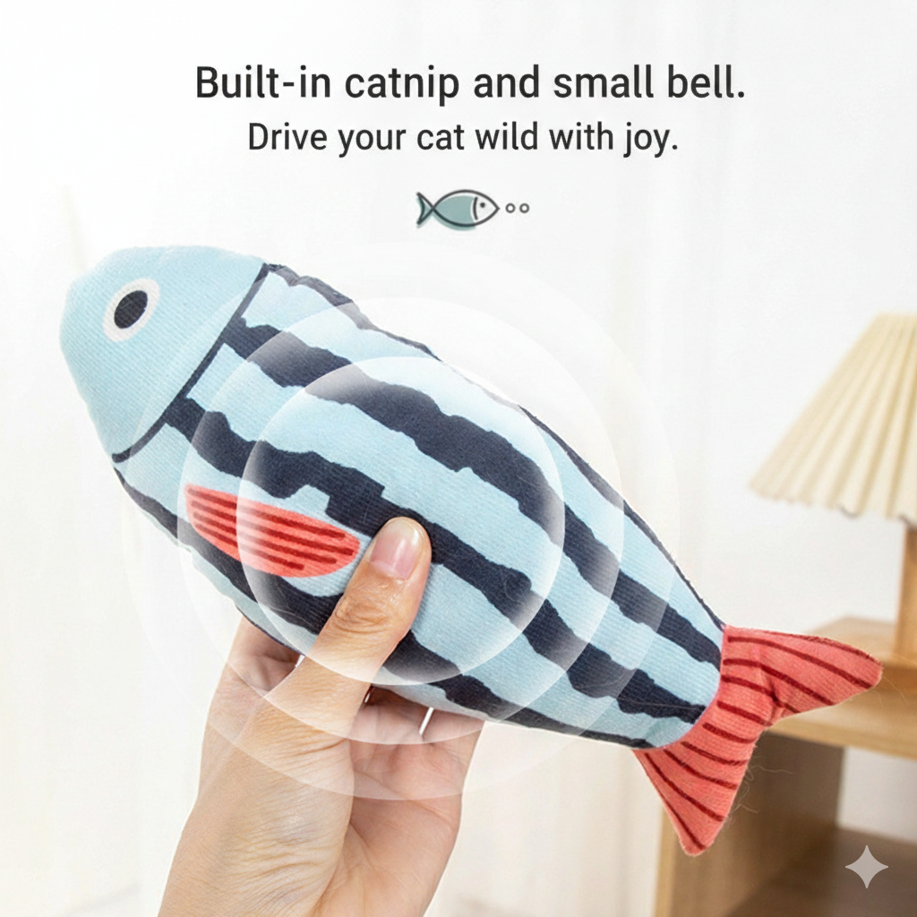 Cat Toy Catnip Fish Plush with Bell
