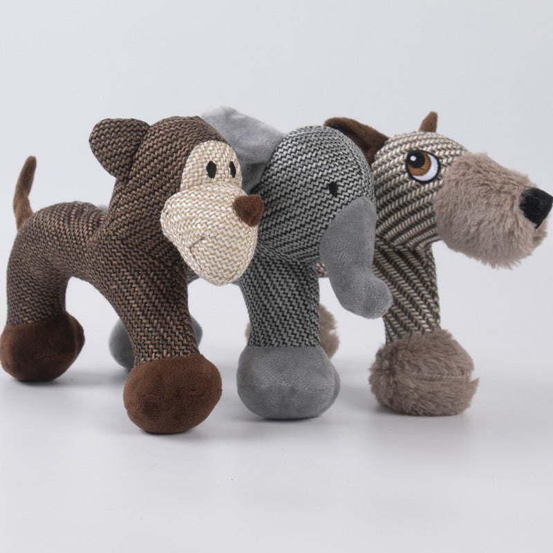 Dog Toy Linen Plush – Durable Squeaky Puppy Chew Toy
