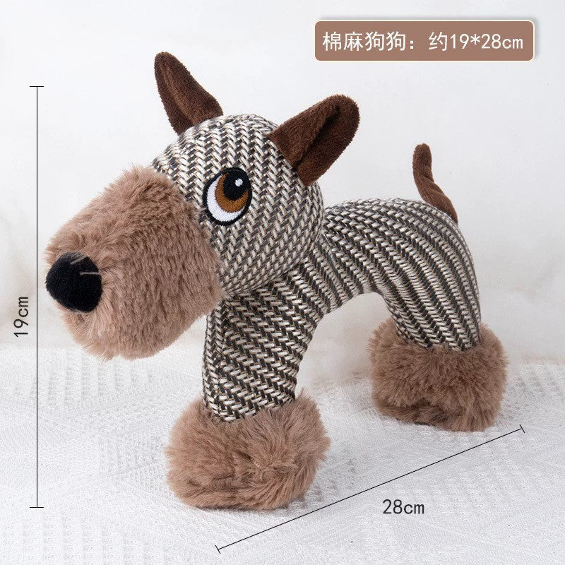 Dog Toy Linen Plush – Durable Squeaky Puppy Chew Toy