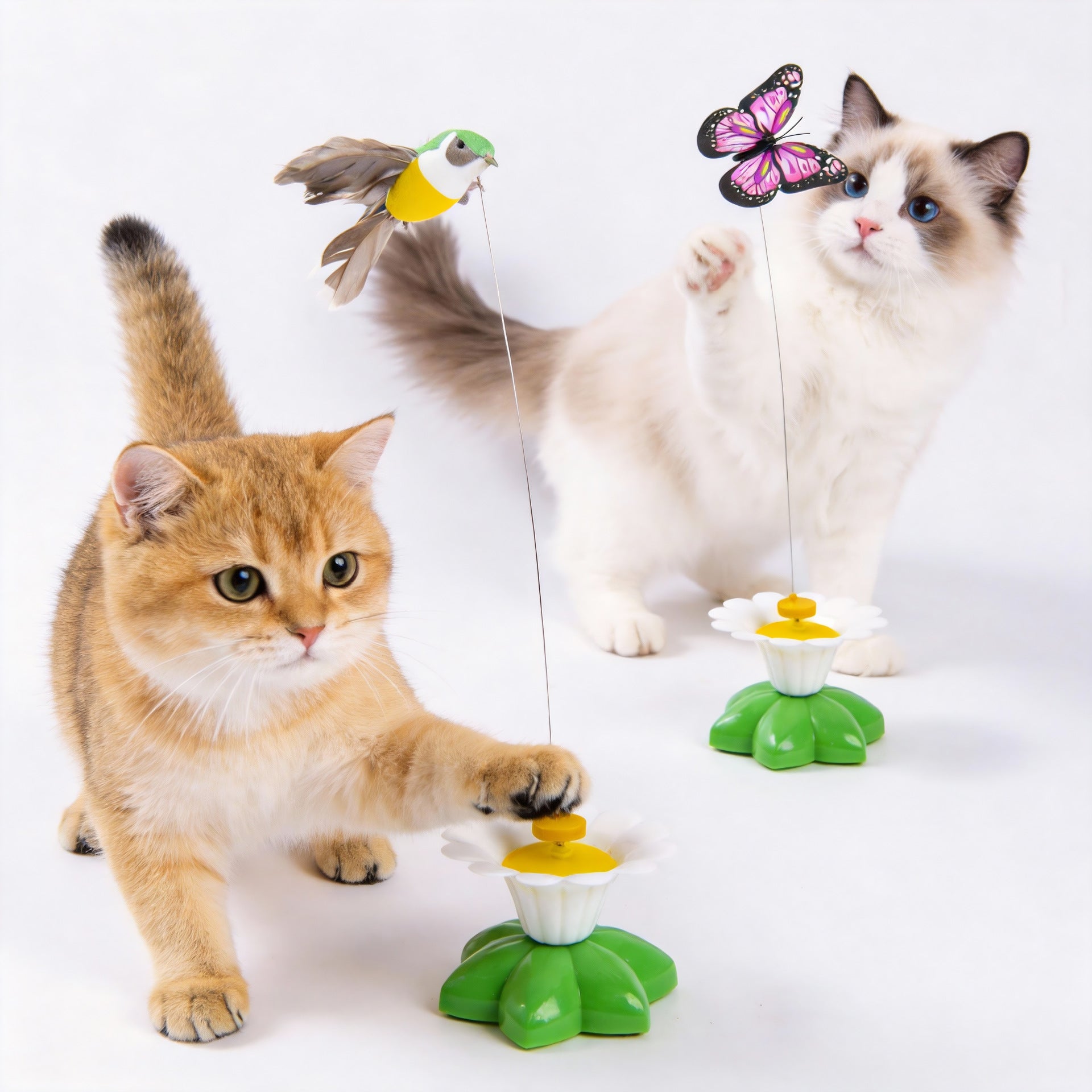 Electric Flutter-Motion Cat Toy - 360° Rotating Realistic Butterfly/Bird