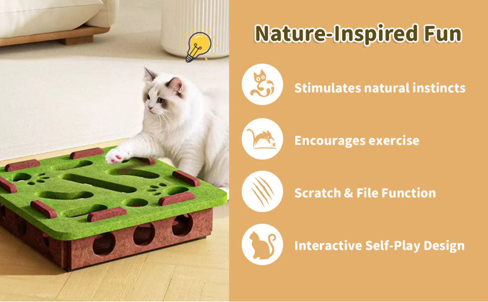 Interactive Cat Puzzle Toy – Felt Scratch Enrichment Box