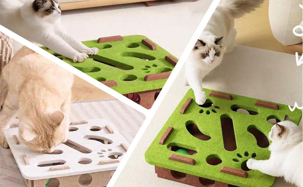Interactive Cat Puzzle Toy – Felt Scratch Enrichment Box